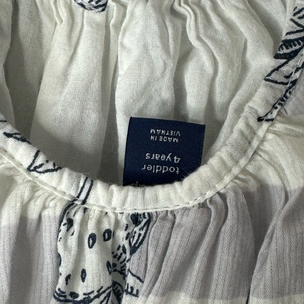 GAP Kids Gray & White Stripe Strawberry Print Sundress Girls Size 4T Cottagecore